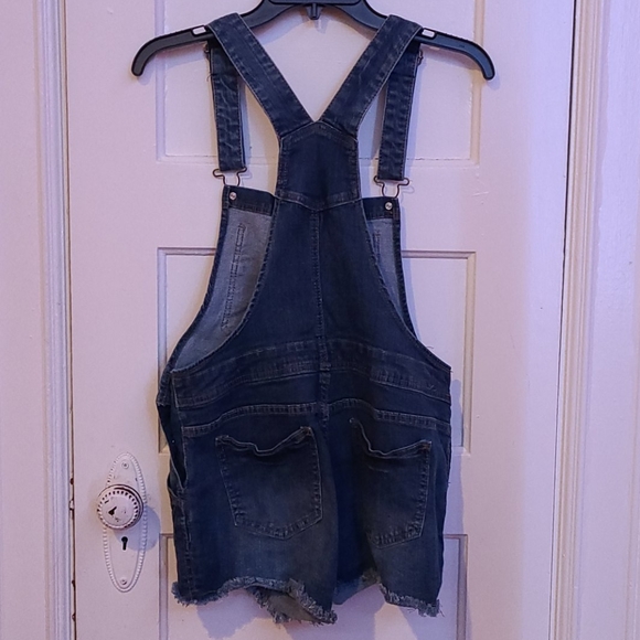 Ripped Denim Short Overall - Picture 2 of 4